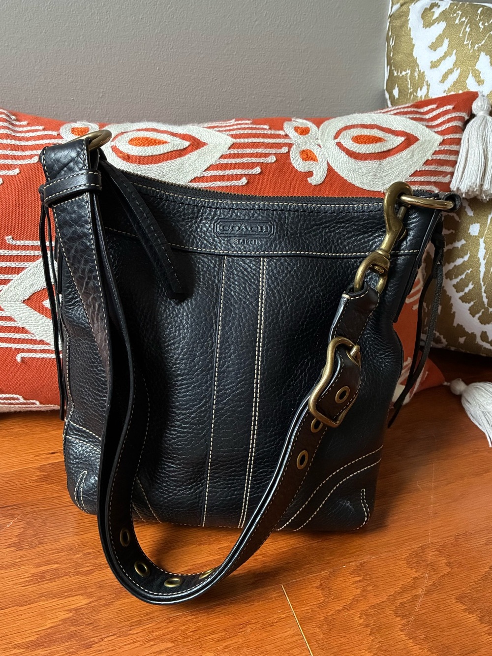 Coach Vintage Bleecker Leather Duffel Crossbody Purse, Side Tie Tassels, 10398